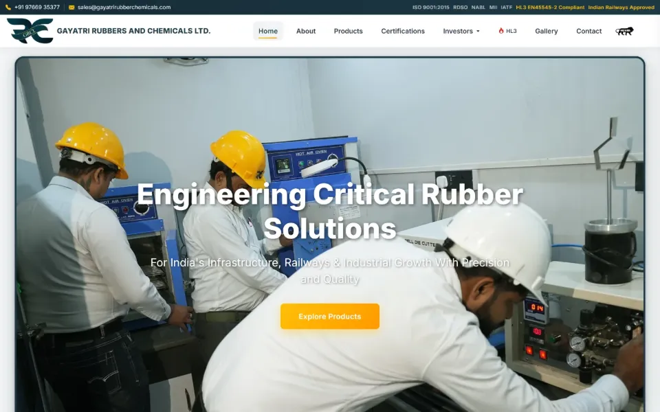 Gayatri Rubbers & Chemicals website home page