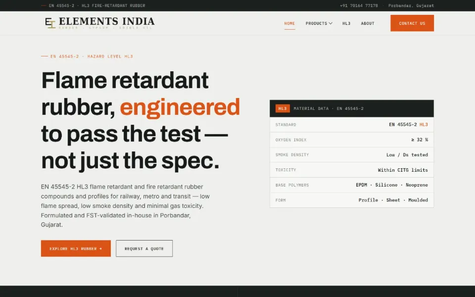 HL3 Rubber website home page